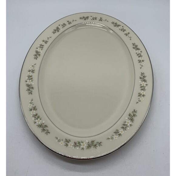 Vtg Lenox Brookdale 13 5/8” Oval Serving Platter Platinum Trim Retired - Picture 4 of 6